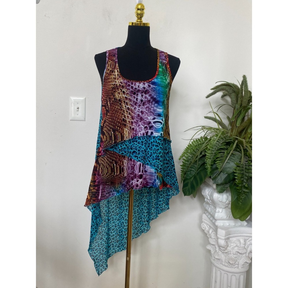 New Dor Dor Couture Women's Multicolor Festival Boho Blouse Tank Top Size S, $69